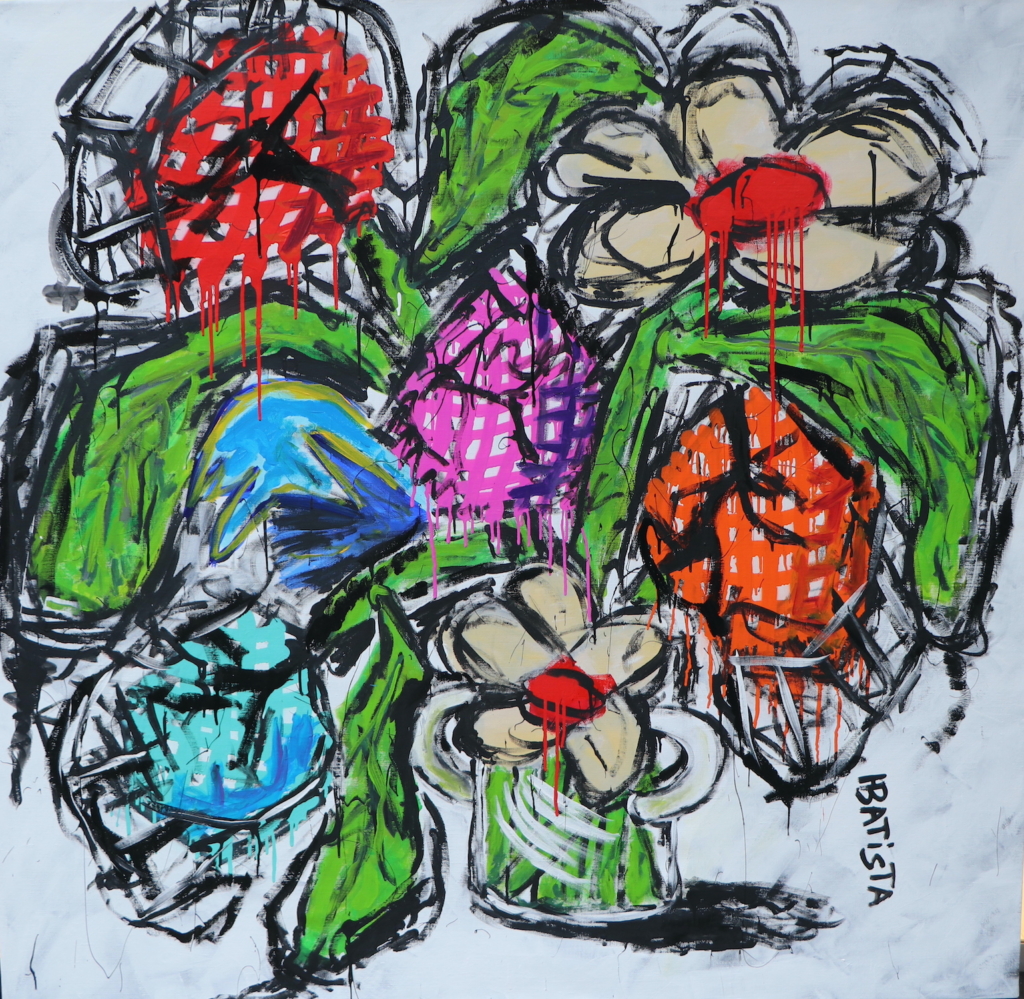 HELDER BATISTA PEINTURE FLEUR FOND blanc BOUQUET flower vibes