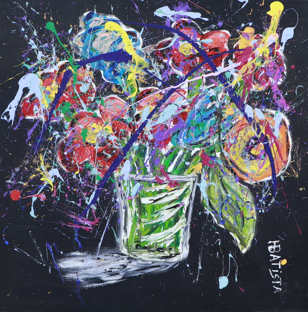 HELDER BATISTA PEINTURE FLEUR FOND NOIR BOUQUET STREET 2022